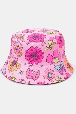 Accessorize Floral Print Bucket Hat , Size: 7-12 Yrs