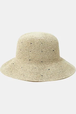 Accessorize Spot Straw Bucket Hat Natural