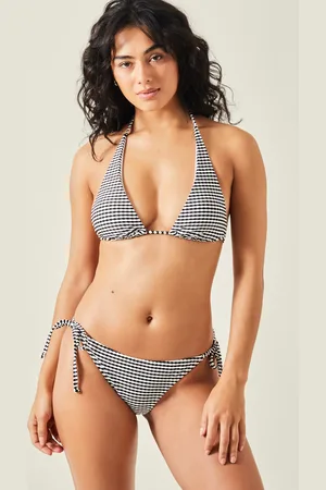 Accessorize Stripe Seersucker Triangle Bikini Top , Size: 10