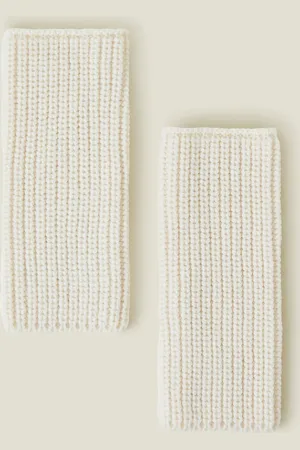 Accessorize Ribbed Cut Off Gloves Natural, Size: 8x21cm