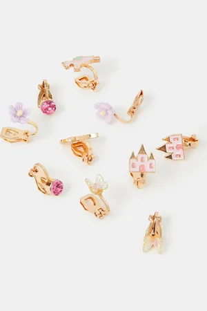 Accessorize 5-Pack Girls Fairy Tale Clip-on Earrings