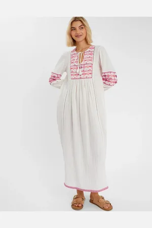 Accessorize Embroidered Long Sleeve Maxi Dress , Size: S