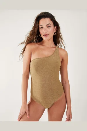 Accessorize Shimmer One-shoulder Swimsuit , Size: 16, Women