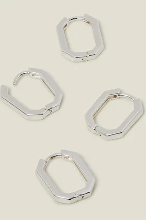 Accessorize 2-Pack Sterling Silver-plated Rectangular Hoop Earrings