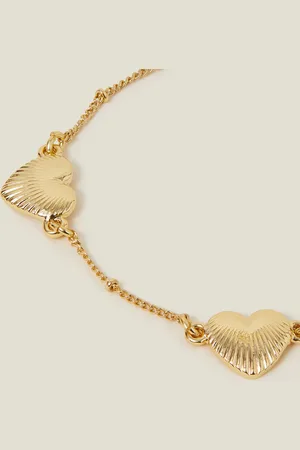 Accessorize Ribbed Heart Chain Bracelet