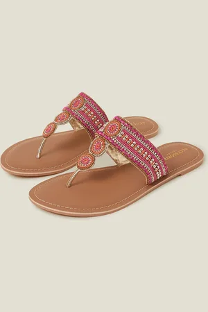 Accessorize Decorative Bead Circle Flip Flop Sandals , Size: 40