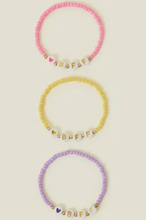 Accessorize 3-Pack Girls Bbf Bead Friendship Bracelets, Kids