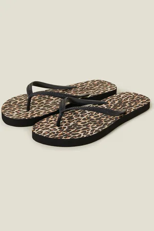 Accessorize Leopard Print Flip Flops , Size: M, Women