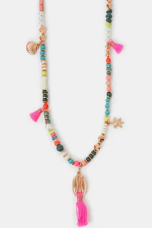 Accessorize Beaded Tassel Rope Longline Necklace