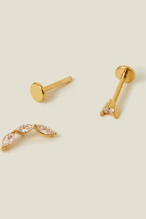 Accessorize 2-Pack 14ct -plated Diamante Flatback Stud Earrings