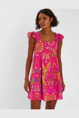 Accessorize Ornamental Print Frilly Mini Dress , Size: M