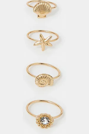 Accessorize 4-Pack Under The Sea Rings , Size: L