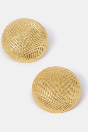 Accessorize 14ct -plated Ridge Button Stud Earrings
