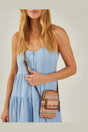 Accessorize Stripe Raffia Cross-body Phone Bag