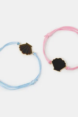 Accessorize 2-Pack Girls Shell Cord Mood Bracelets