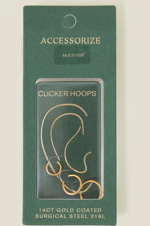Accessorize 3-Pack 14ct -plated Surgical Steel Hoops