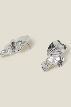 Accessorize Layered Leaf Drop Earrings Silver