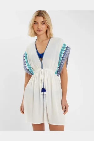 Accessorize Embroidered Fringe Mini Kaftan , Size: M