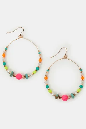 Accessorize Beaded Hoop Drop Earrings