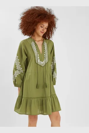 Accessorize Embroidered Long Sleeve Mini Dress , Size: L