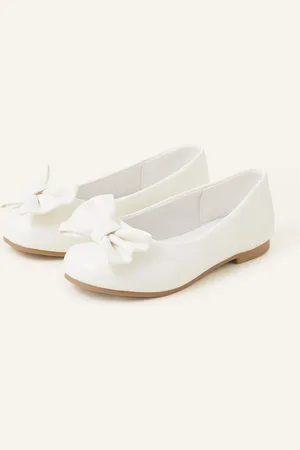 Accessorize PU Bow Ballerina Flats, Size: 12, Girl
