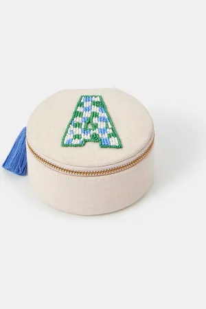 Accessorize Mini Round Initial Embellished Jewellery Box , Size: L