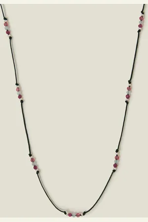 Accessorize Sterling Silver-plated Beaded Cord Station Necklace
