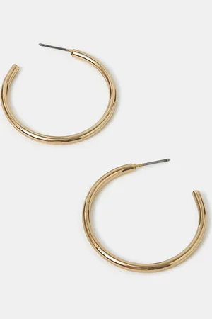 Accessorize Classic Iron Medium Tube Hoop Earrings, Size: 5cm, Women