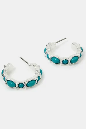 Accessorize Eclectic Stone Hoop Earrings