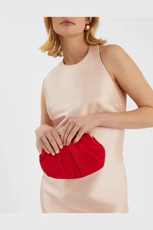 Accessorize Pleated Suedette Clutch Bag Red