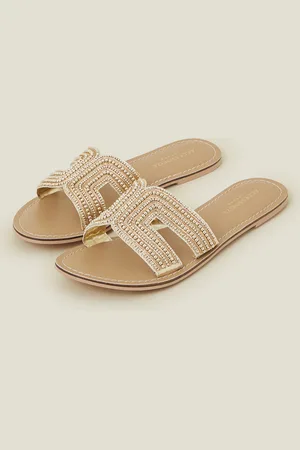 Accessorize Bella Beaded Sliders , Size: 40, Women