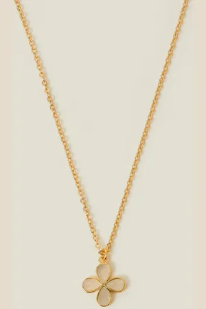 Accessorize 14ct -plated Aventurine Clover Pendant Necklace