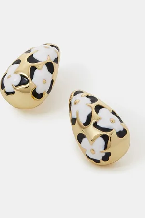 Accessorize Painted Floral Drop Curve Hoops