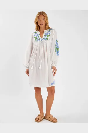 Accessorize Embroidered Long Sleeve Smock Dress , Size: L