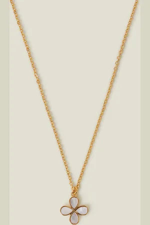 Accessorize 14ct -plated Mother of Pearl Clover Pendant Necklace