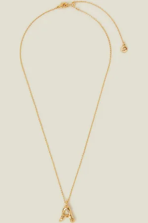 Accessorize 14ct -plated Molten Initial Pendant Necklace , Size: A, Women