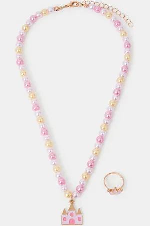 Accessorize Girls Princess Charm Necklace and Ring Set