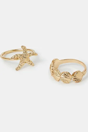 Accessorize 2-Pack Ocean Rings , Size: S
