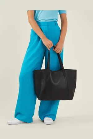 Accessorize Black Large Pebble Leather Tote Bag, Size: 32x35cm, Women