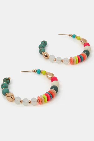 Accessorize Chunky Beaded Hoop Earrings