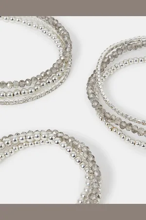 Accessorize 9-Pack Mix Stretch Bracelets Silver