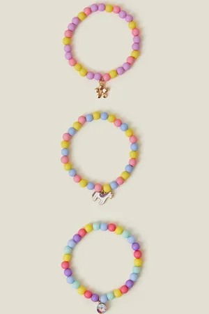 Accessorize 3-Pack Girls Unicorn Stretch Bracelets, Kids