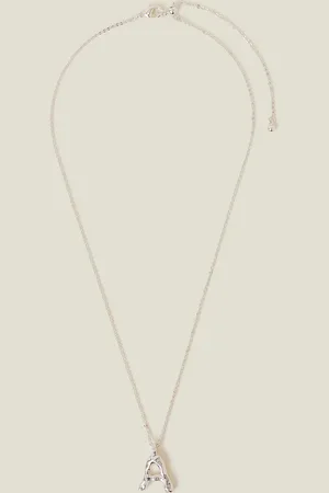 Accessorize Sterling Plated Brass Molten Initial Pendant Necklace Size: L, Women