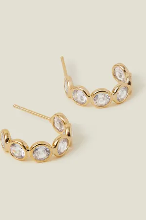 Accessorize 14ct -plated Circle Diamante Hoop Earrings