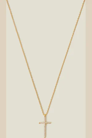 Accessorize 14ct -plated Sparkle Cross Pendant Necklace