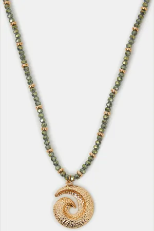 Accessorize Swirl Pendant Beaded Necklace