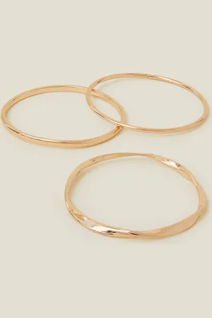 Accessorize Twist Bangles Set of Three, Size: 7Cm, Women