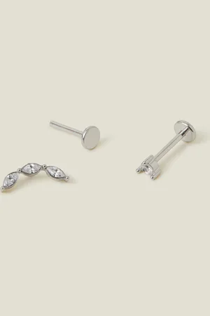 Accessorize 2-Pack Platinum-plated Surgical Steel Diamante Flatback Stud Earrings