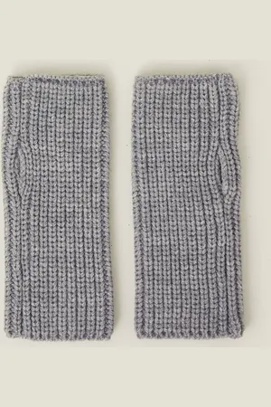 Accessorize Ribbed Cut Off Gloves , Size: 8x21cm