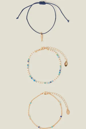 Accessorize 3-Pack Fish Bead Anklets